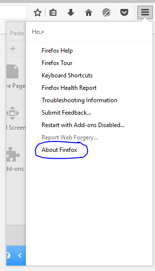 Firefox Help Menu